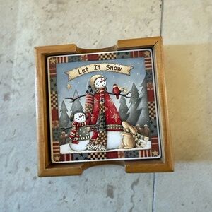 Vintage Let It Snow Snowman Coasters